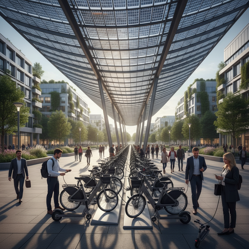 เจาะเทรนด์โลก 2027: จุดชาร์จ E-Bike พลังงานแสงอาทิตย์ - solar-charging-ebike-trend-2027