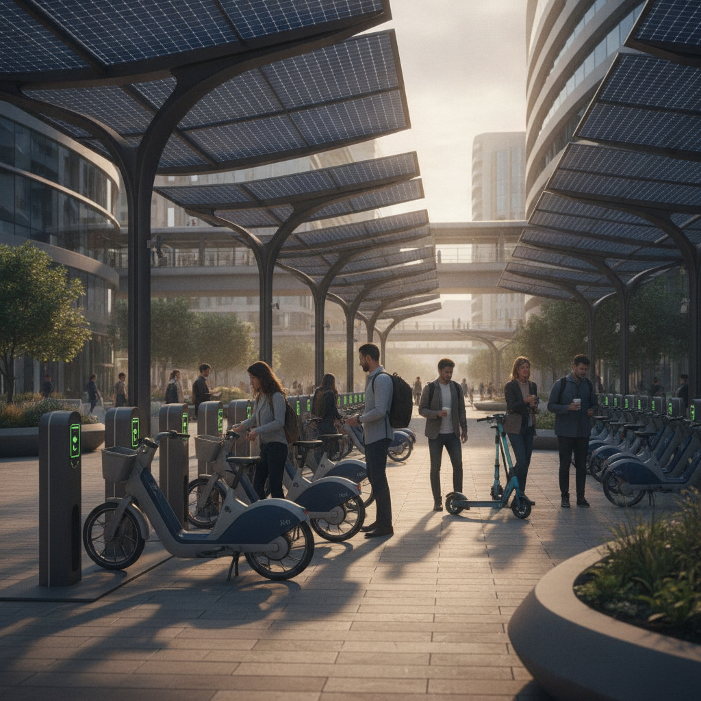 เทรนด์อนาคต 2027! ปูพรมสถานีชาร์จ E-Bike พลังงานแสงอาทิตย์ - solar-charging-ebike-trend