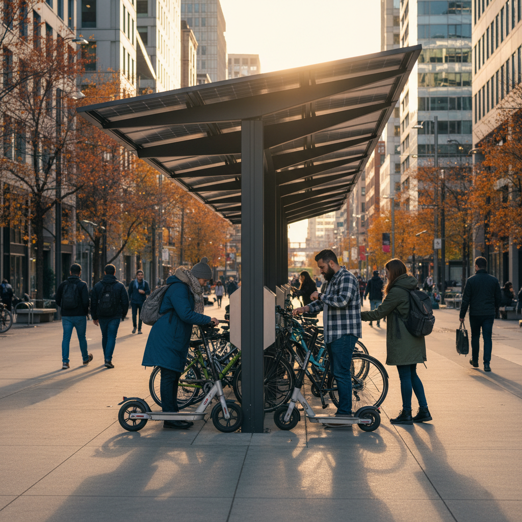 เทรนด์ปลายปี 2026! จุดชาร์จ EV พลังงานแสงอาทิตย์ - solar-charging-ev-bike-trend