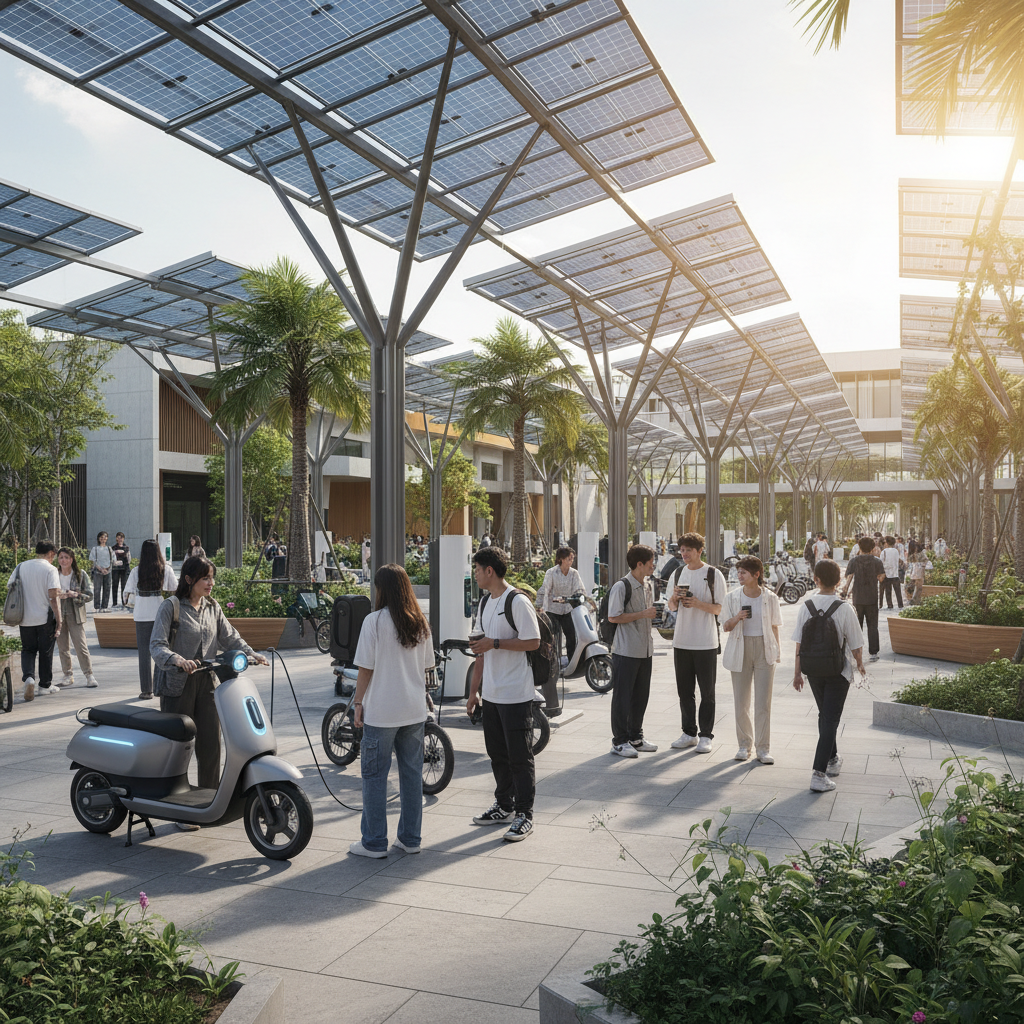 สถานีชาร์จ EV โซลาร์เซลล์ อนาคตใหม่ E-Bike ไทย 2026 - solar-ev-charging-ebike-2026