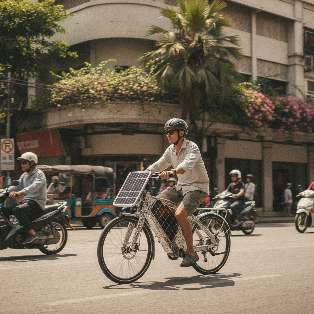เทรนด์ 2027: E-Bike พลังงานแสงอาทิตย์ ชาร์จไฟขณะขับขี่ - solar-powered-ebike-trend-2027