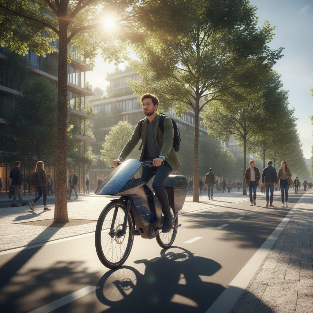 เทรนด์ 2027: E-Bike พลังงานแสงอาทิตย์ ชาร์จแบตเองขณะขับขี่ - solar-powered-ebike-trend