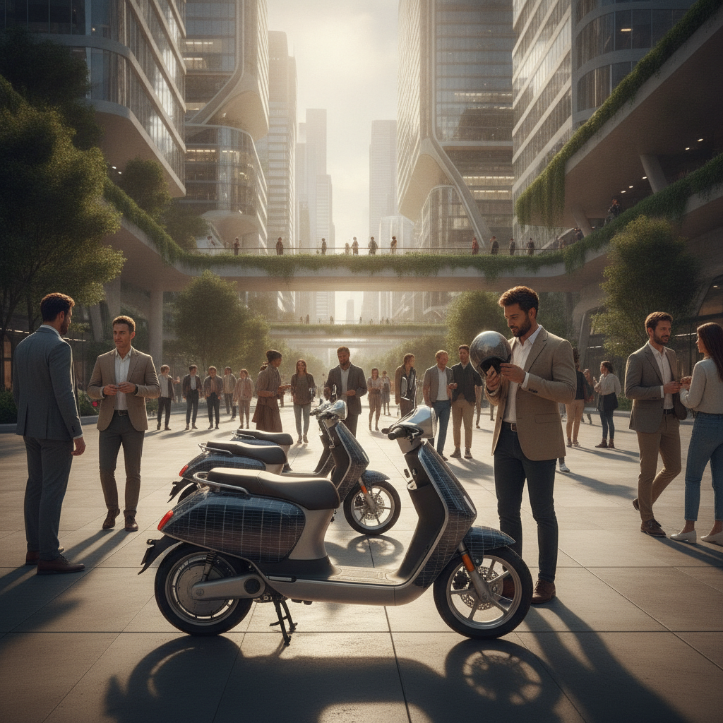 เทรนด์ EV 2027! สกู๊ตเตอร์โซลาร์เซลล์ ชาร์จไฟจากแสงแดด - solar-powered-ev-scooter-trend