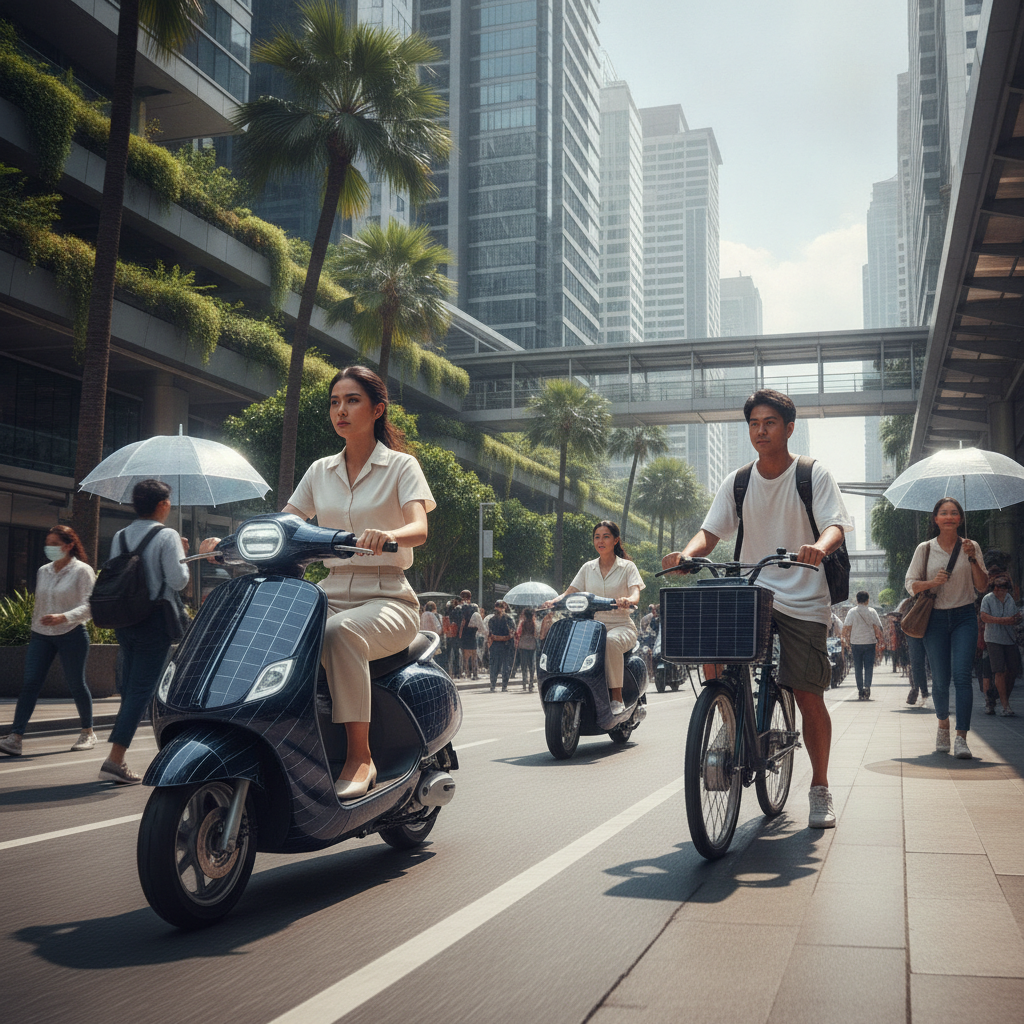 อนาคต EV 2027: สกู๊ตเตอร์โซลาร์เซลล์ ชาร์จไฟเองขณะขับขี่ - solar-powered-scooter-ev-trend