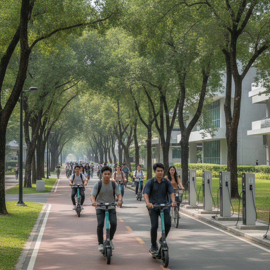 เทรนด์สกู๊ตเตอร์ไฟฟ้า 2027 มหาลัยเปิดเลนสัญจรรักษ์โลก - campus-electric-scooter-trends-2027