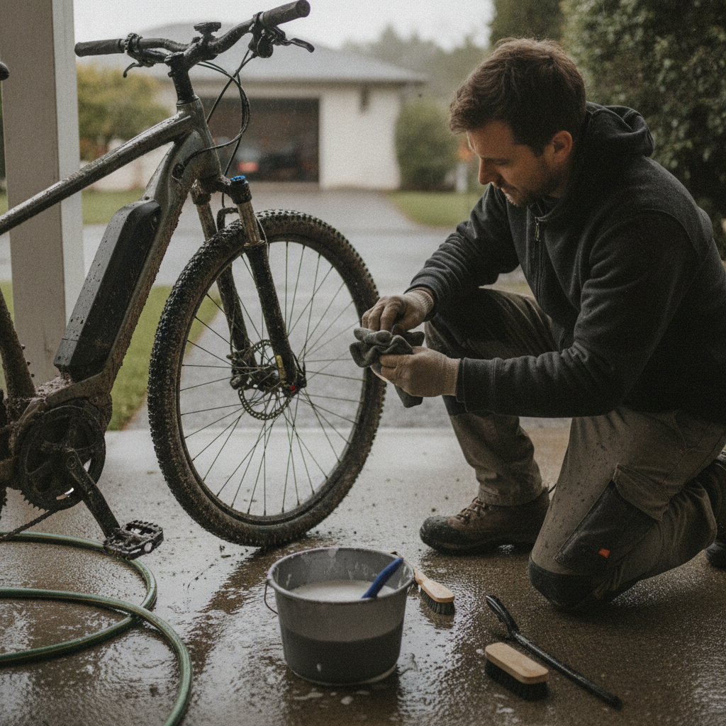 วิธีล้างจักรยานไฟฟ้าหลังลุยฝน มอเตอร์ไม่พัง แบตไม่ช็อต - clean-ebike-safely-after-rain