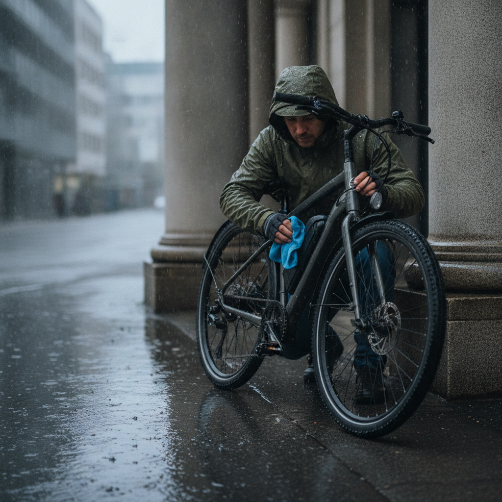 ขี่จักรยานไฟฟ้าลุยฝนได้ไหม? วิธีดูแลระบบไฟหลังเจอน้ำขัง - ebike-rain-maintenance-water-protection
