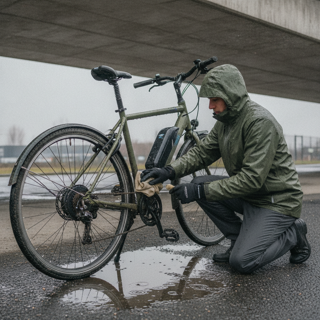 ขี่จักรยานไฟฟ้าลุยฝนได้ไหม? วิธีดูแลระบบไฟไม่ให้พัง - ebike-rain-riding-care-guide