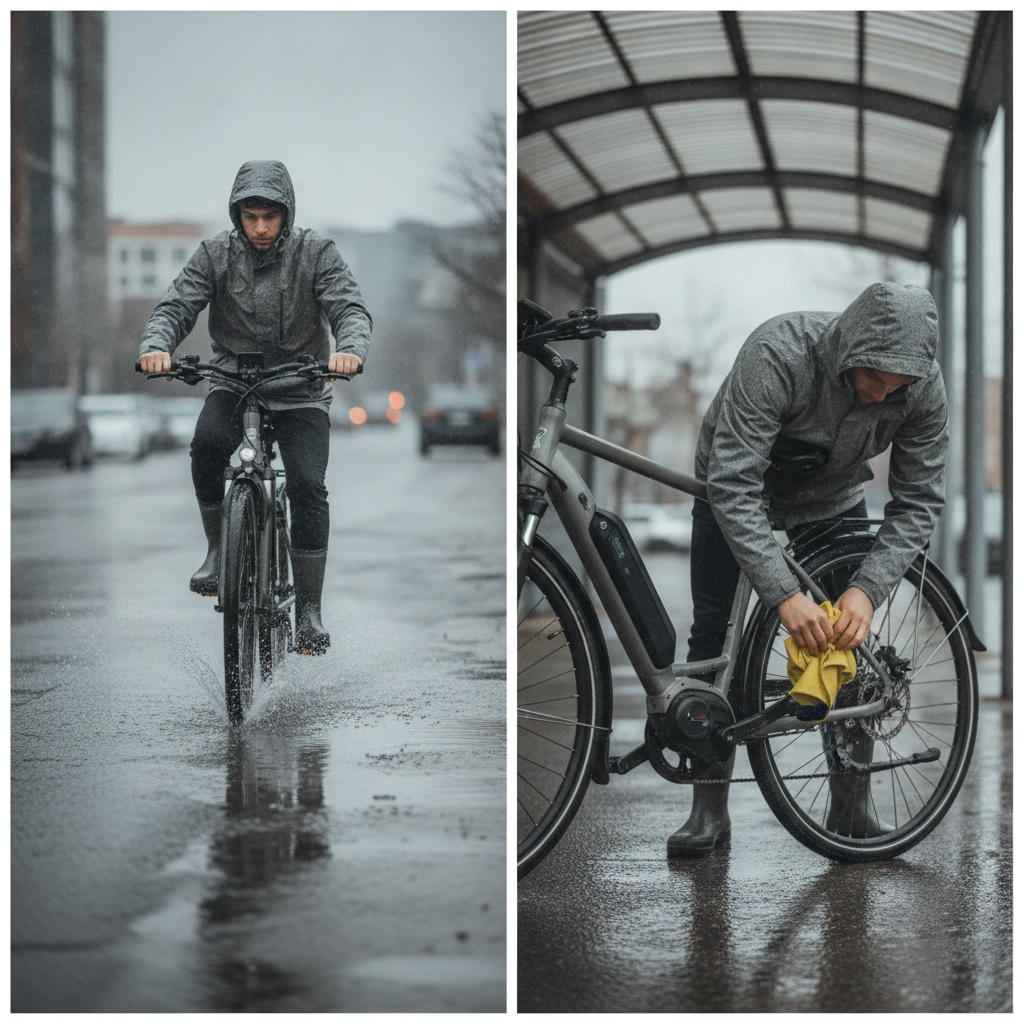 e-Bike ลุยฝนได้ไหม? วิธีดูแลมอเตอร์และระบบไฟช่วงหน้าฝน - ebike-rain-riding-motor-care