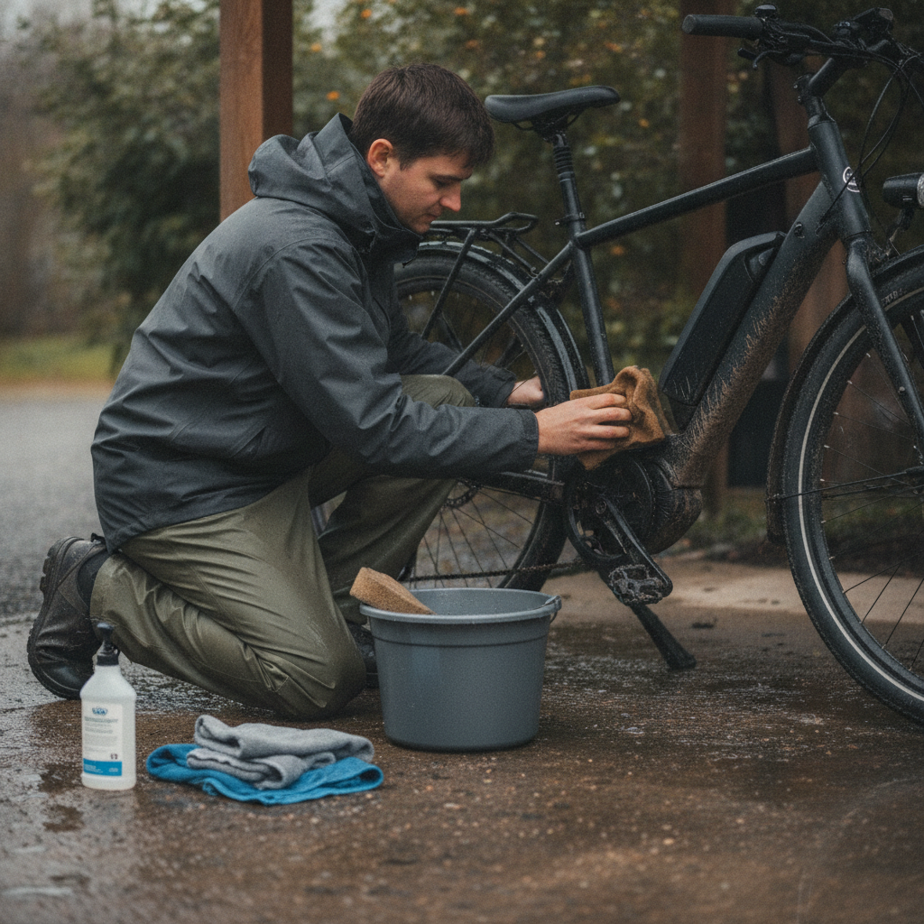 ขี่จักรยานไฟฟ้าลุยฝน ล้างอย่างไรให้ปลอดภัย มอเตอร์ไม่พัง - ebike-rainy-season-cleaning-maintenance