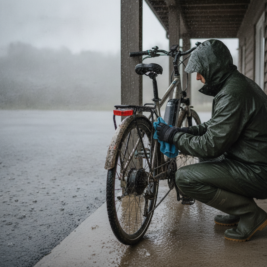 ขี่ E-Bike หน้าฝนปลอดภัย วิธีดูแลระบบไฟและแบตเตอรี่ - ebike-rainy-season-maintenance-guide
