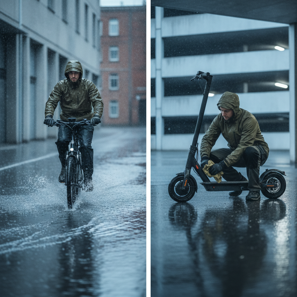 จักรยานไฟฟ้าลุยน้ำท่วมได้ไหม? วิธีดูแลช่วงหน้าฝนไม่ให้พัง - ebike-rainy-season-maintenance-guide
