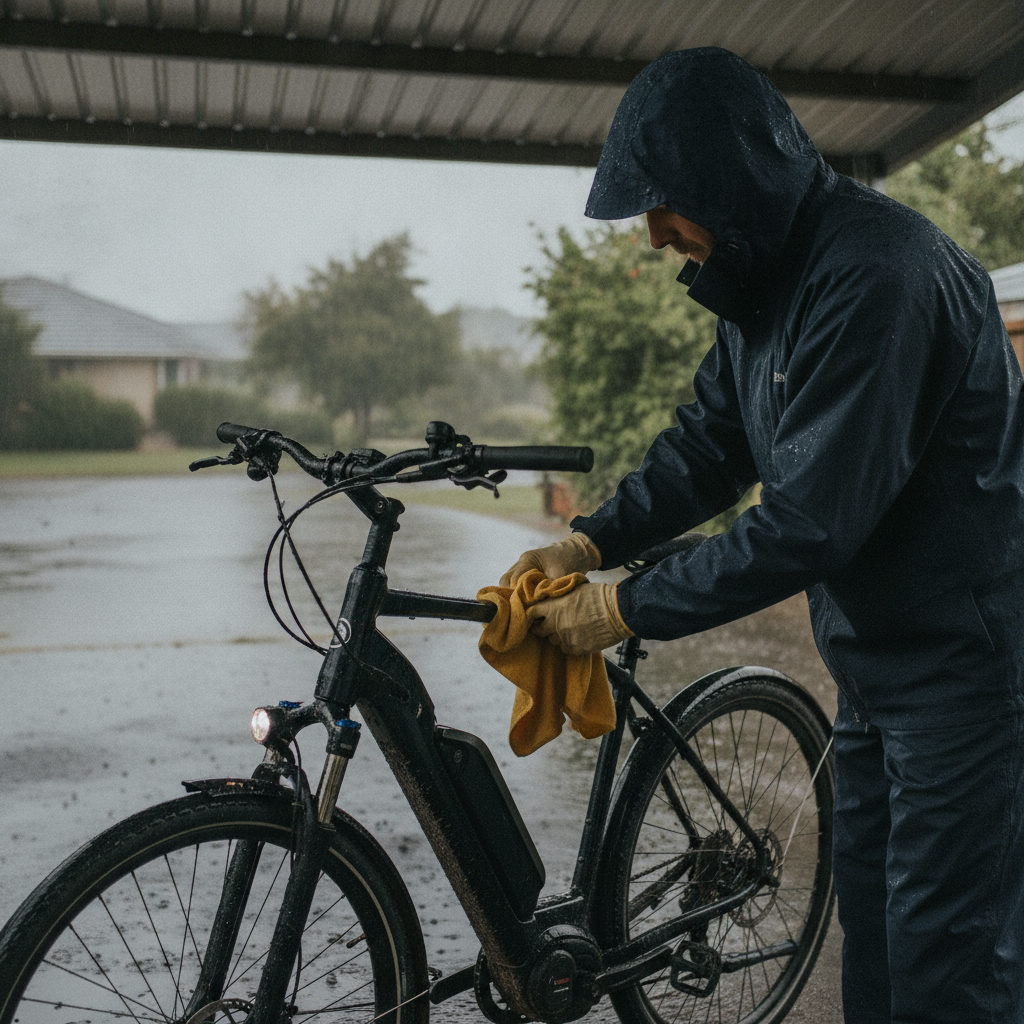 จักรยานไฟฟ้าลุยฝนได้ไหม? วิธีดูแลระบบไฟไม่ให้พังหลังเปียกน้ำ - ebike-rainy-season-maintenance-tips