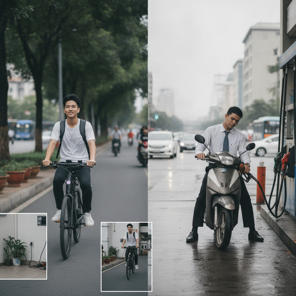ขี่จักรยานไฟฟ้า vs มอเตอร์ไซค์น้ำมัน ประหยัดเงินปีละกี่บาท - ebike-vs-gasoline-motorcycle-cost
