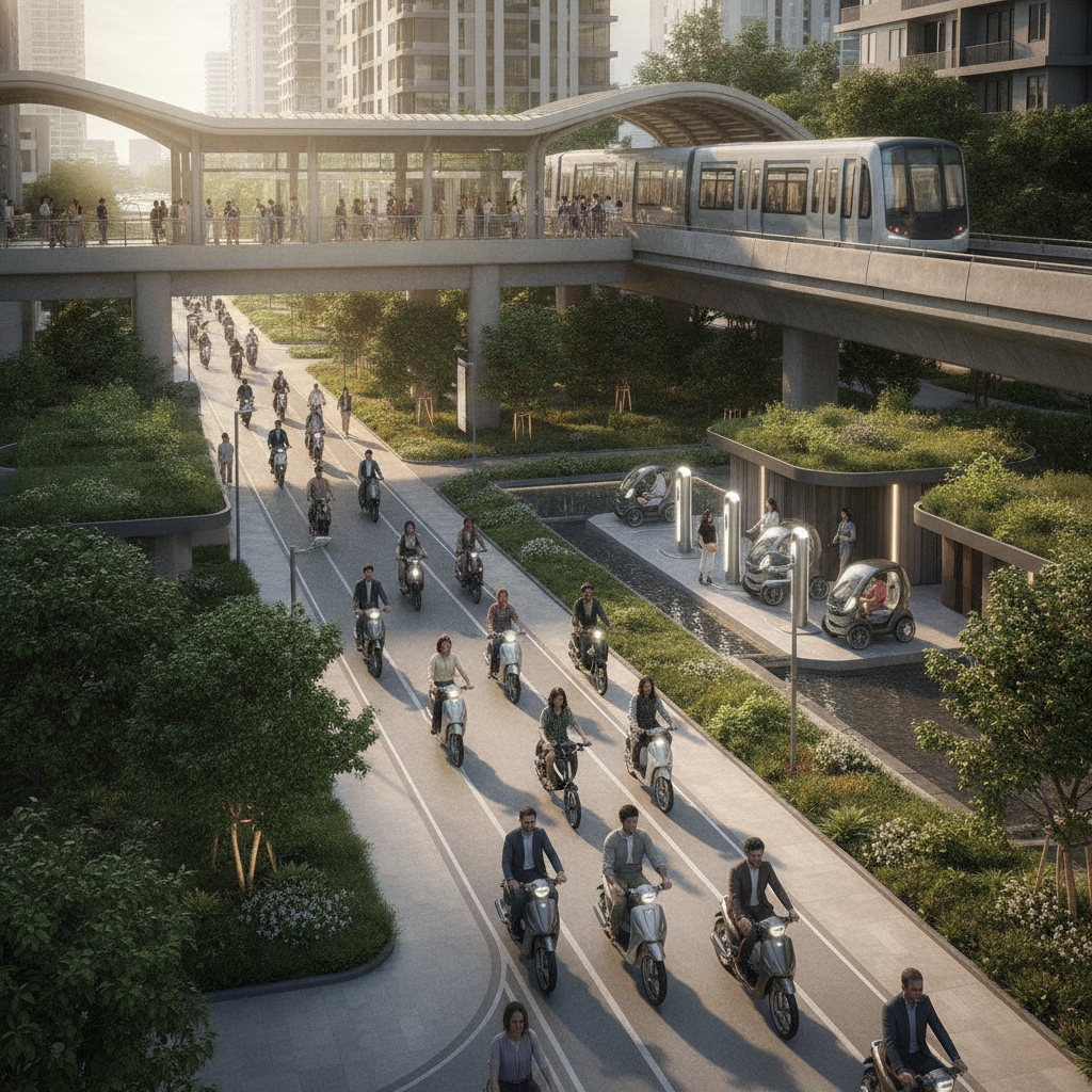 เทรนด์ Micro-Mobility ทางเลือกลดค่าเดินทางคนเมืองปี 2027 - micro-mobility-ebike-city-trends