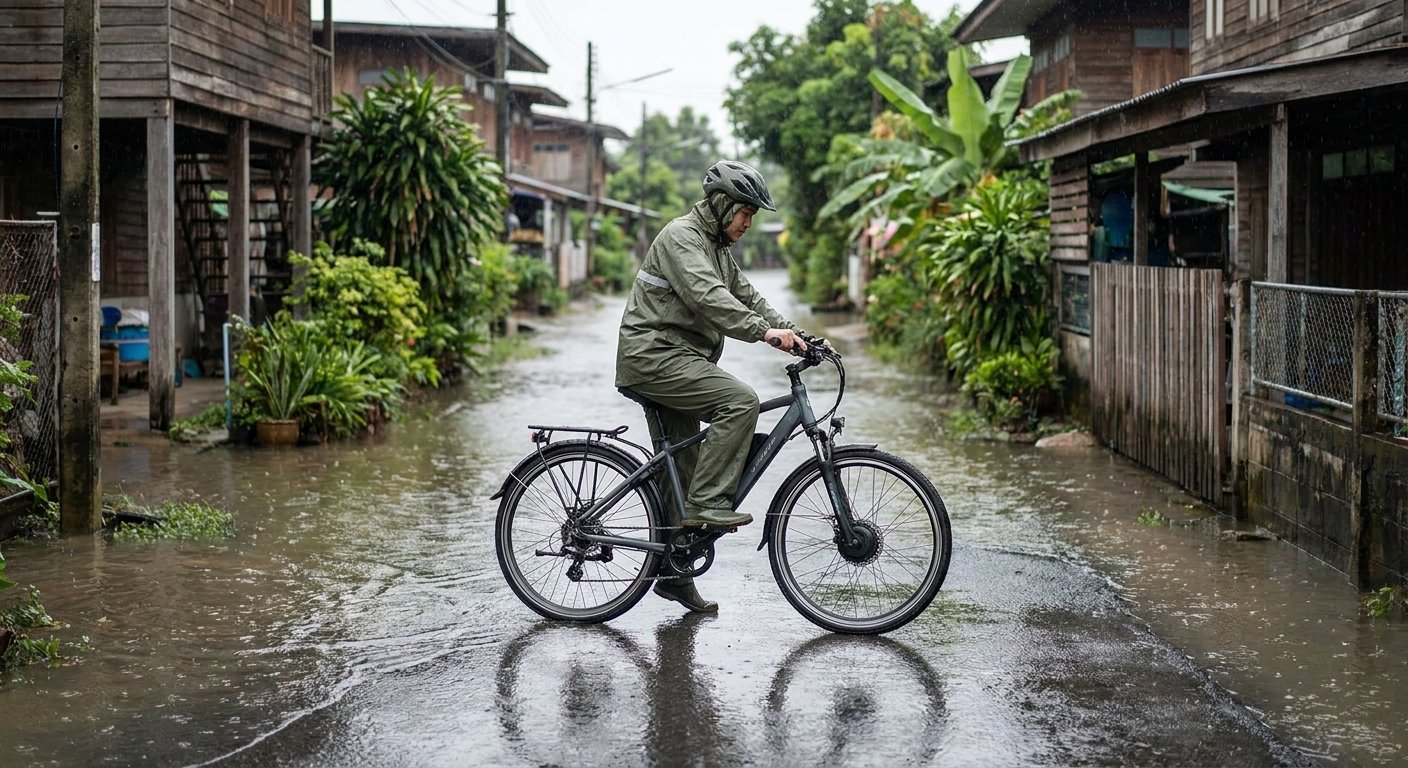 จักรยานไฟฟ้าลุยน้ำท่วมได้ไหม? ทริคดูแล E-Bike หน้าฝน