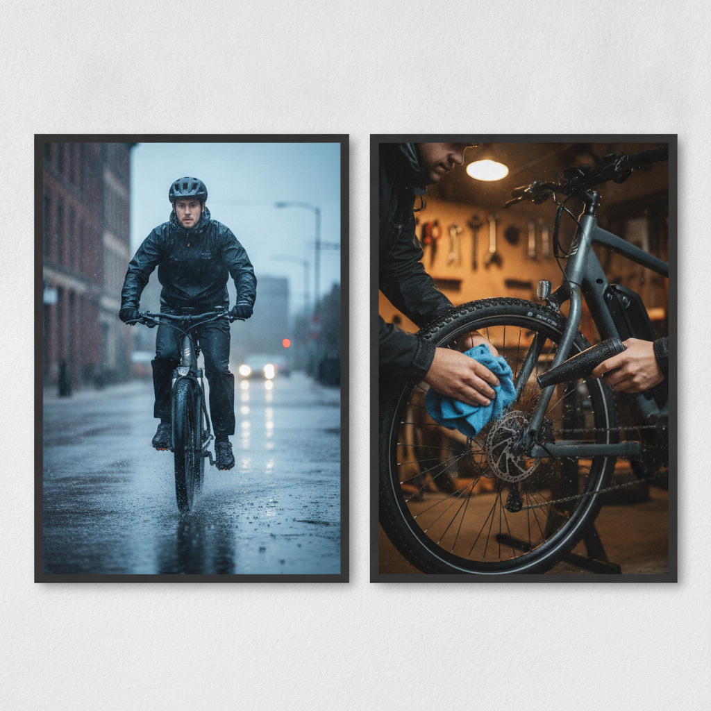 ขี่จักรยานไฟฟ้าลุยฝนได้ไหม? วิธีดูแลเมื่อต้องเปียกน้ำ - riding-ebike-rain-maintenance-tips
