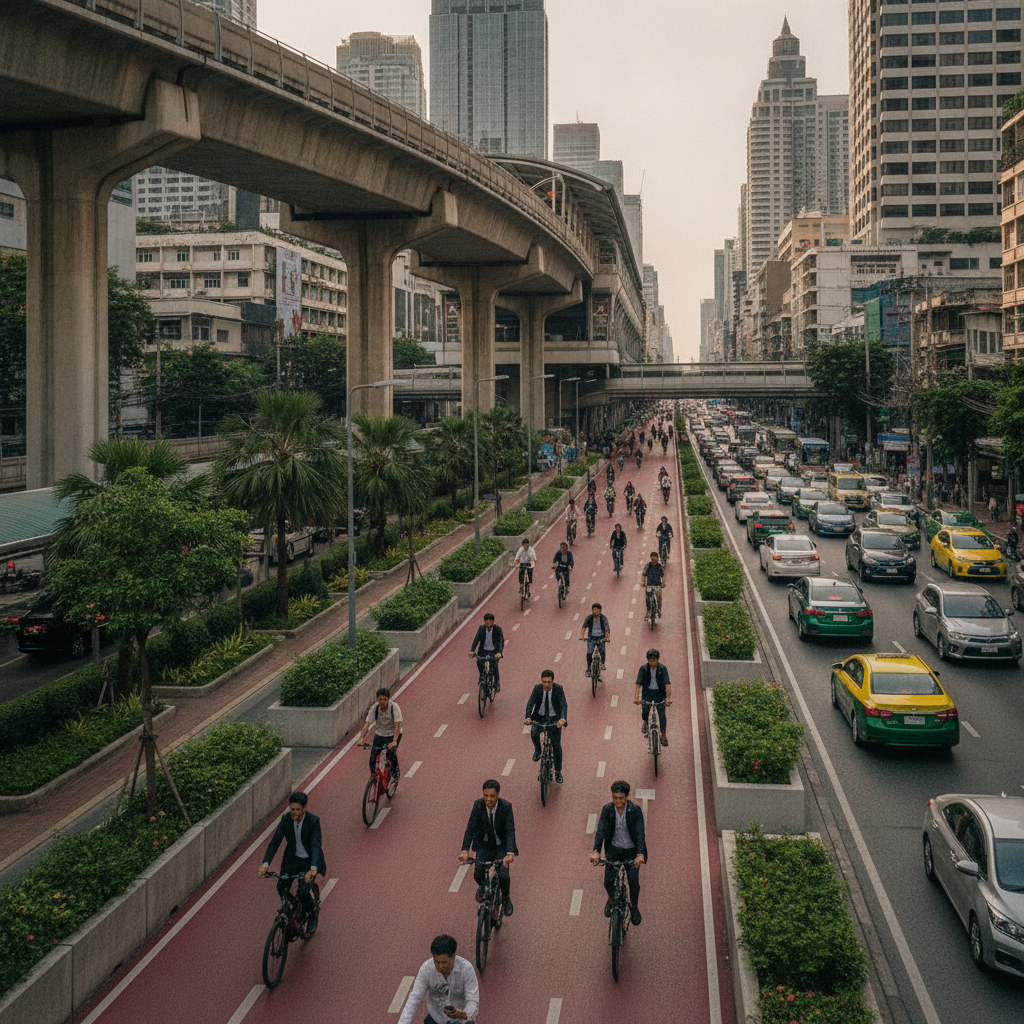 กทม. เล็งเพิ่มเลนจักรยานไฟฟ้า เชื่อมต่อรถไฟฟ้าปลายปี 2026 - bangkok-ebike-lane-transit-trend