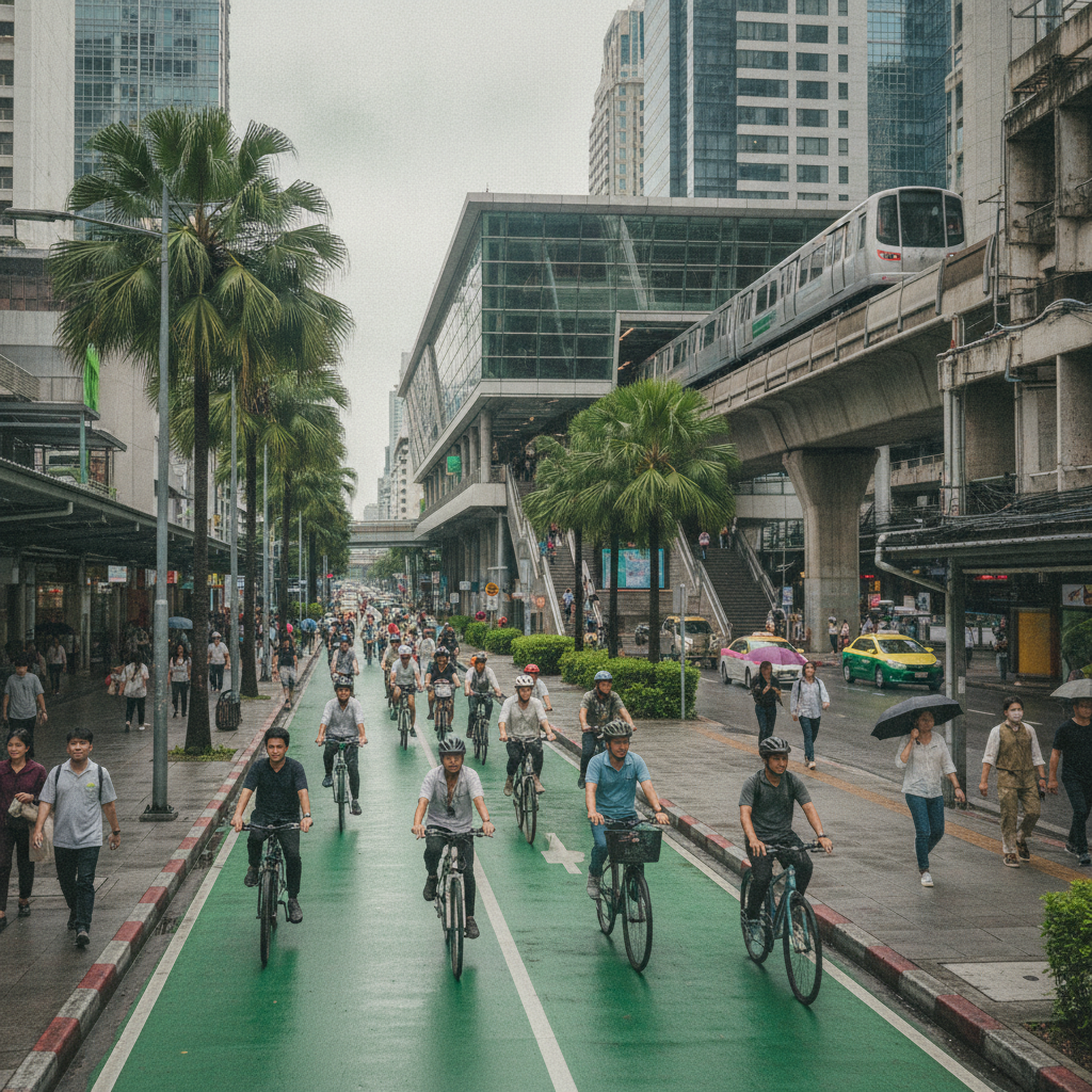 กทม. หนุนเลน e-Bike ปั่นเชื่อมรถไฟฟ้า ลดมลพิษคนเมืองปี 2027 - bangkok-ebike-lane-transport-trends