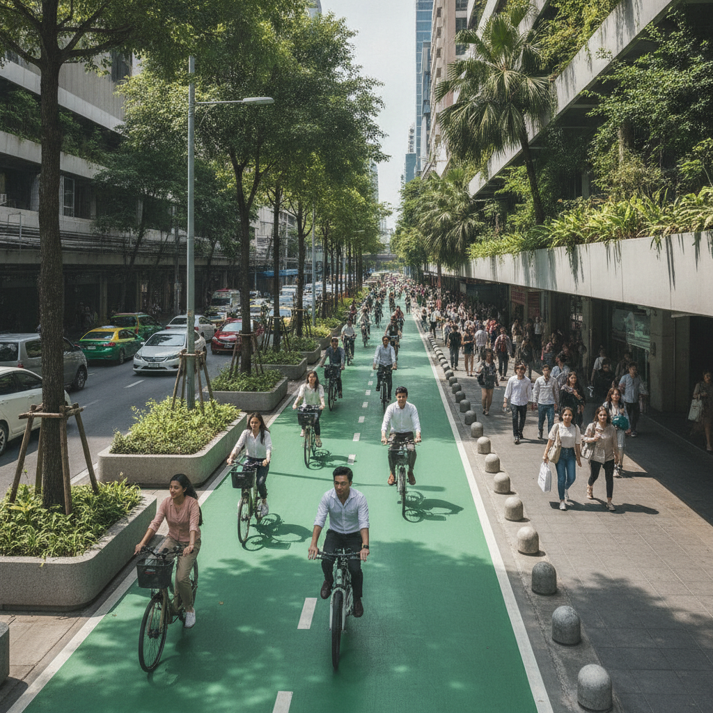 กทม. เล็งขยายเลน e-Bike หนุนเดินทางประหยัดพลังงานปี 2027 - bangkok-ebike-lanes-future-trend