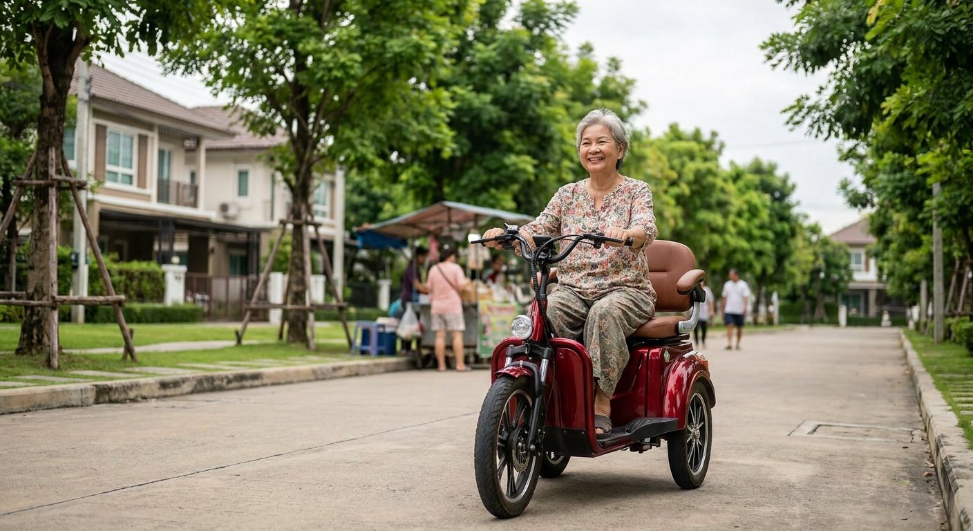 วิธีเลือกจักรยานไฟฟ้า 3 ล้อให้ผู้สูงอายุ ขี่ปลอดภัย ไม่ล้ม