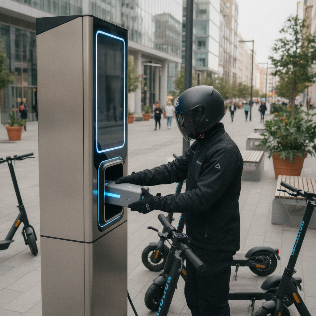 อนาคตตู้สลับแบต E-Bike สลับไวใน 1 นาที ไม่ต้องรอชาร์จ - ebike-battery-swapping-station-future