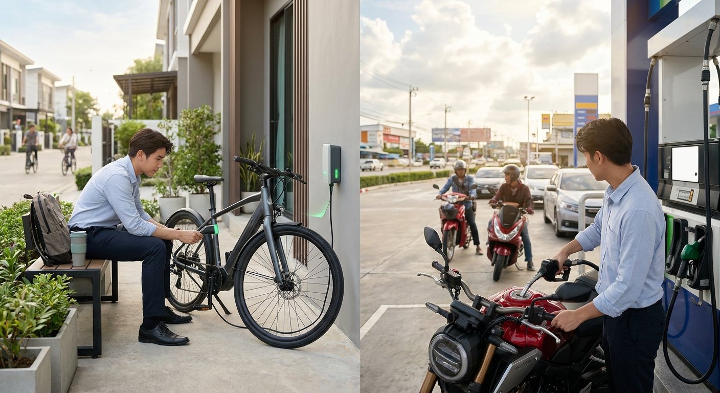 เทียบค่าไฟ vs ค่าน้ำมัน ขี่ E-Bike 1 เดือน จ่ายกี่บาท?