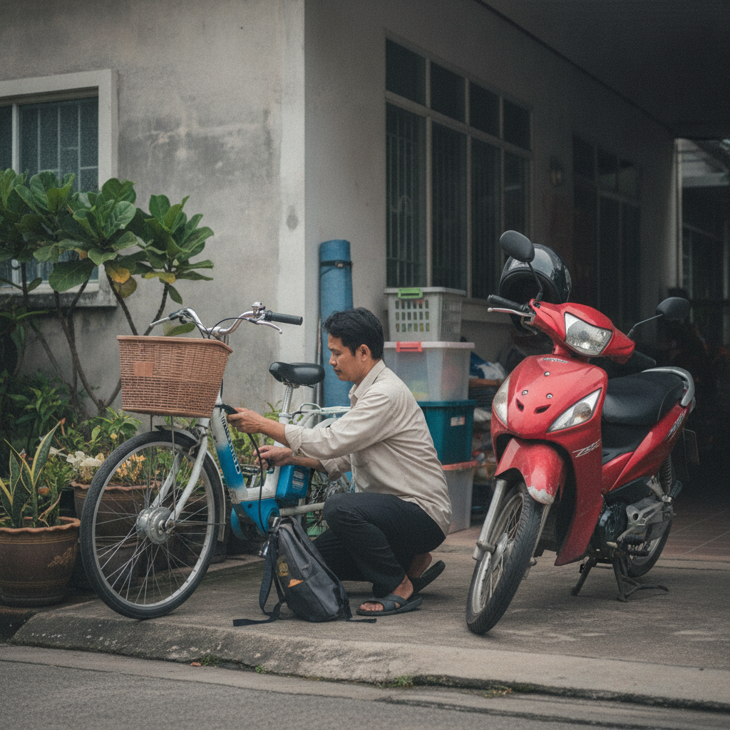 จักรยานไฟฟ้า ชาร์จไฟครั้งละกี่บาท? เทียบค่าน้ำมัน ชัดเจน - ebike-charging-cost-vs-gasoline