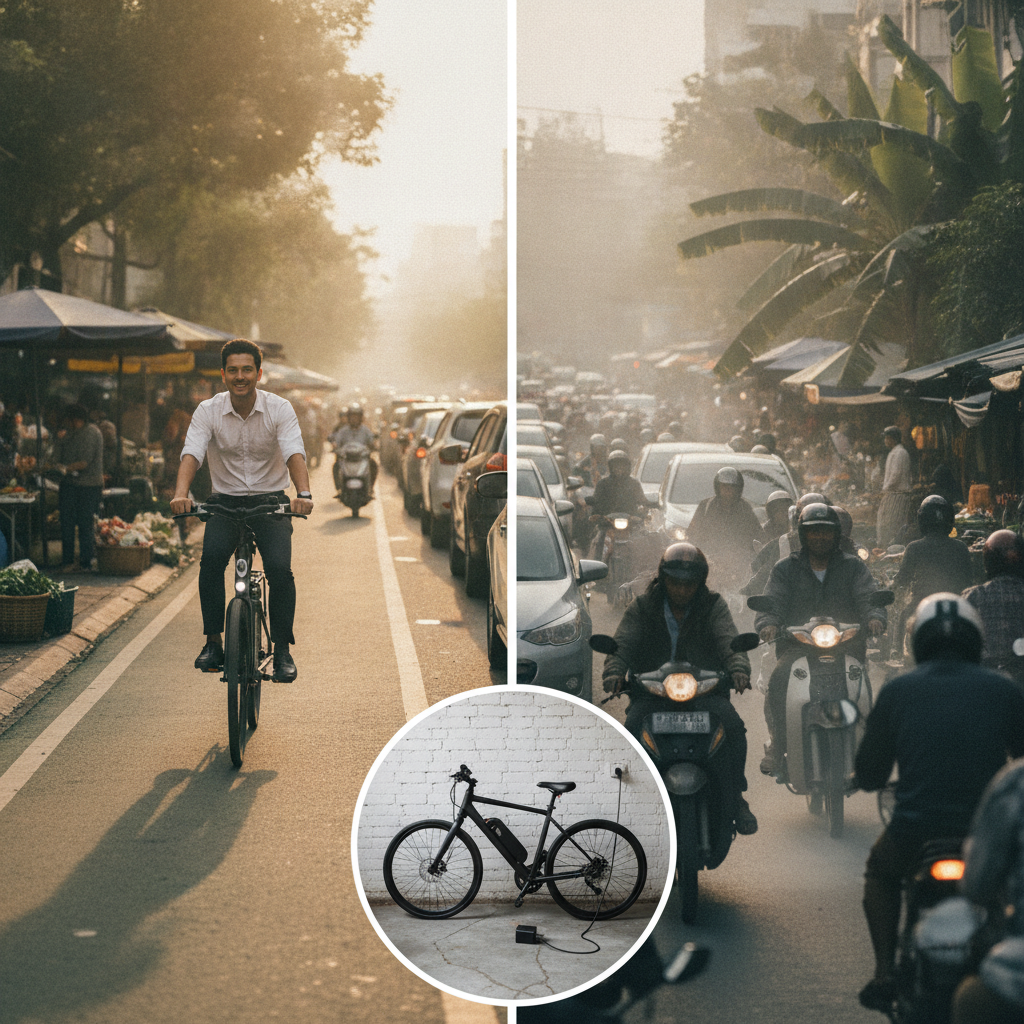 เทียบให้ชัด! ขี่จักรยานไฟฟ้าไปทำงาน ประหยัดได้ปีละกี่บาท - ebike-commute-cost-saving-guide
