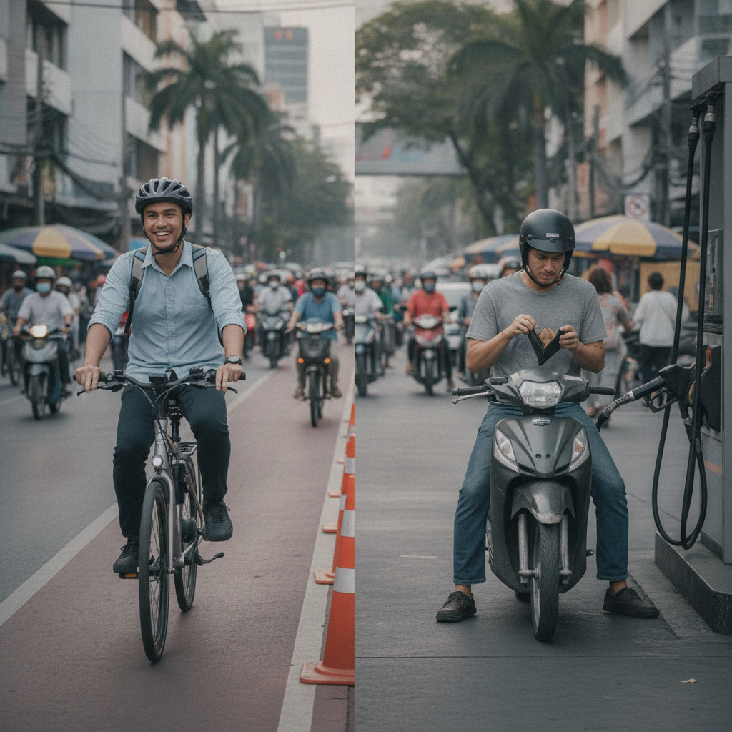 ขี่ e-Bike ประหยัดจริงไหม? เทียบค่าไฟ vs ค่าน้ำมันชัดๆ - ebike-cost-saving-vs-fuel