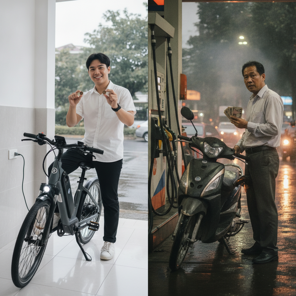 เทียบค่าไฟ e-Bike กับค่าน้ำมัน วิ่ง 100 กม. จ่ายกี่บาท - ebike-electricity-cost-vs-gasoline