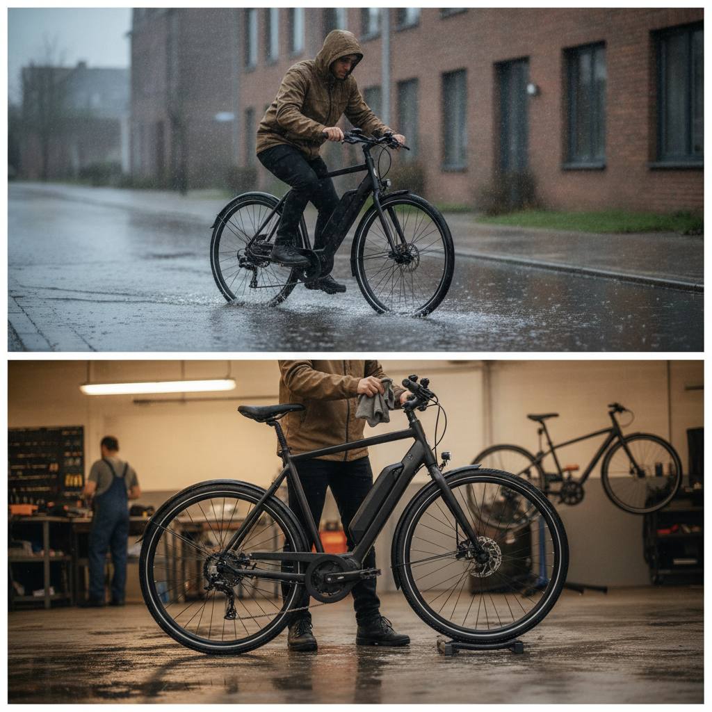ขี่ e-Bike ลุยน้ำท่วมอย่างไร มอเตอร์ไม่พัง ระบบไฟปลอดภัย - ebike-flood-care-rainy-tips