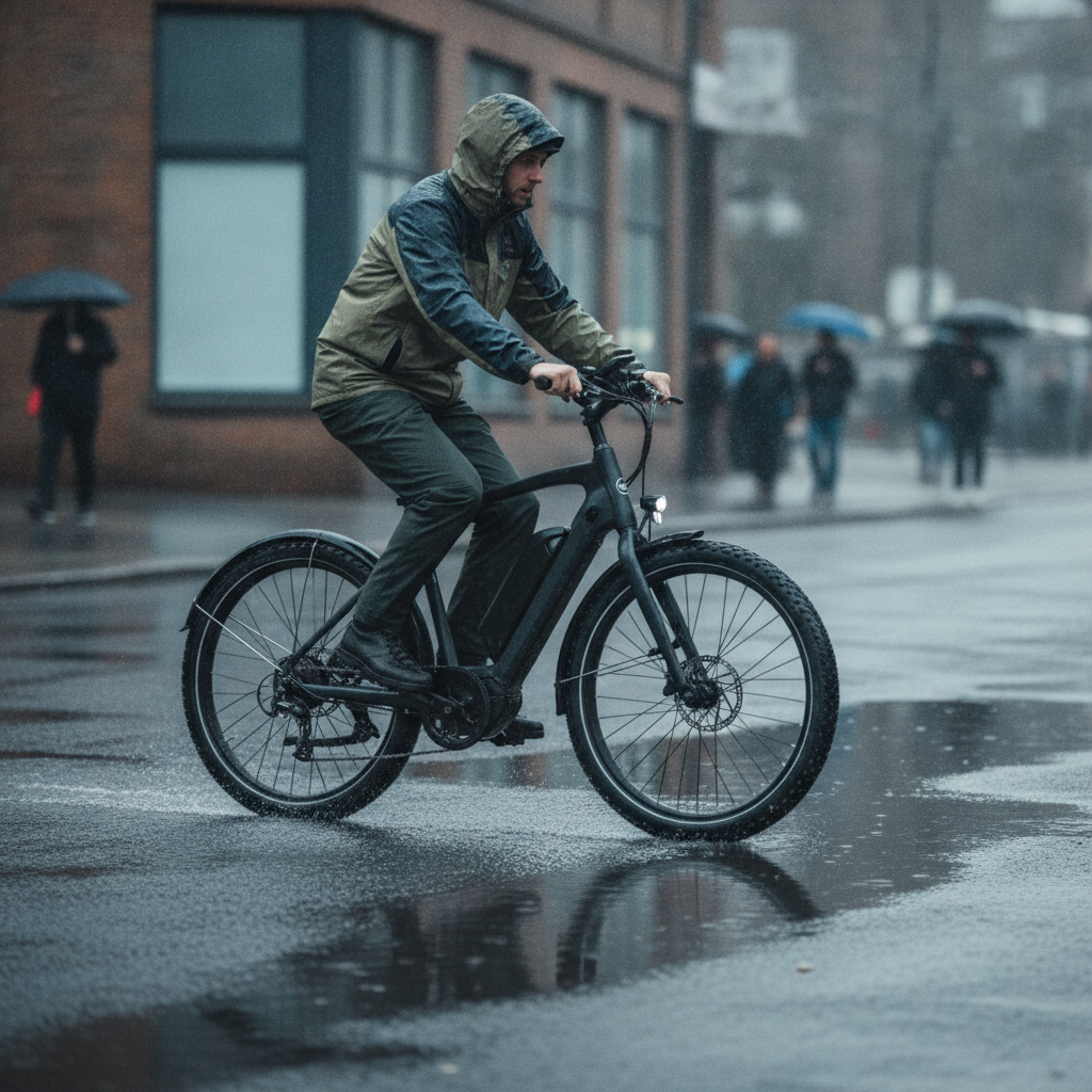 ขี่จักรยานไฟฟ้าหน้าฝน ลุยน้ำได้ไหม? เทคนิคดูแลไม่พัง - ebike-rain-water-riding-care
