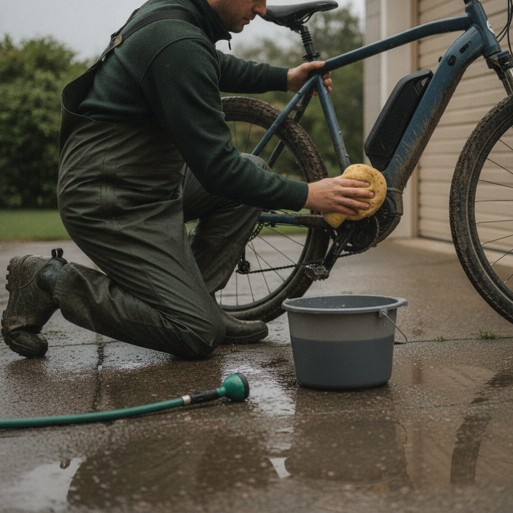 วิธีล้างจักรยานไฟฟ้าช่วงหน้าฝน ลุยน้ำอย่างไร มอเตอร์ไม่พัง - ebike-rainy-season-cleaning-maintenance