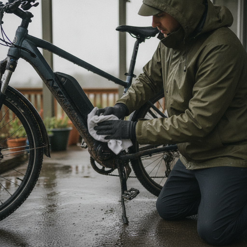 วิธีดูแลจักรยานไฟฟ้าหน้าฝน ลุยน้ำลึกแค่ไหนมอเตอร์ไม่พัง - ebike-rainy-season-maintenance-guide