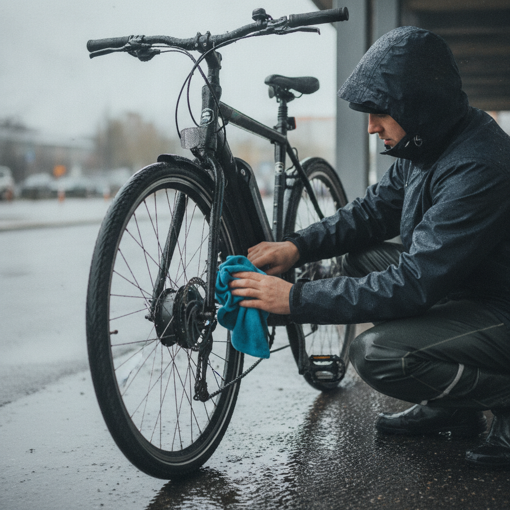 ขี่จักรยานไฟฟ้าลุยฝนได้ไหม? วิธีดูแลไม่ให้มอเตอร์พัง - ebike-riding-in-rain-maintenance