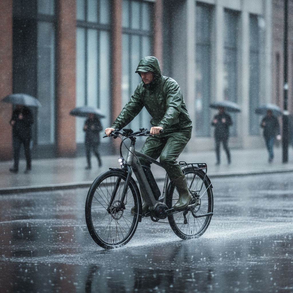 ขี่จักรยานไฟฟ้าลุยฝนได้ไหม? วิธีดูแลมอเตอร์และแบตเตอรี่ - ebike-riding-in-rain-maintenance
