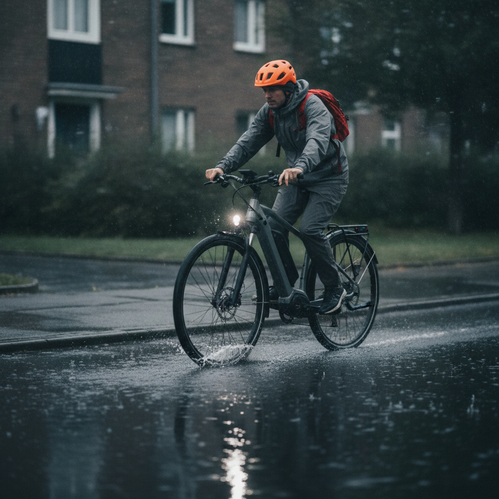 ขี่ E-Bike ลุยฝนลุยน้ำได้แค่ไหน? วิธีเซฟมอเตอร์ไม่ให้พัง - ebike-riding-rain-water-protection