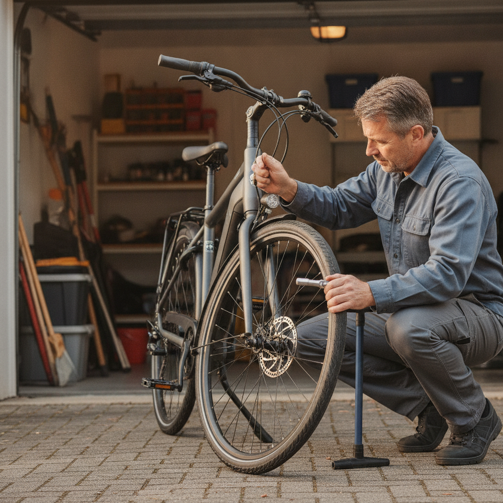 เช็กลมยางและเบรก e-bike อย่างไร ให้ขับขี่ปลอดภัย แบตไม่หมดไว - ebike-tire-pressure-brake-maintenance