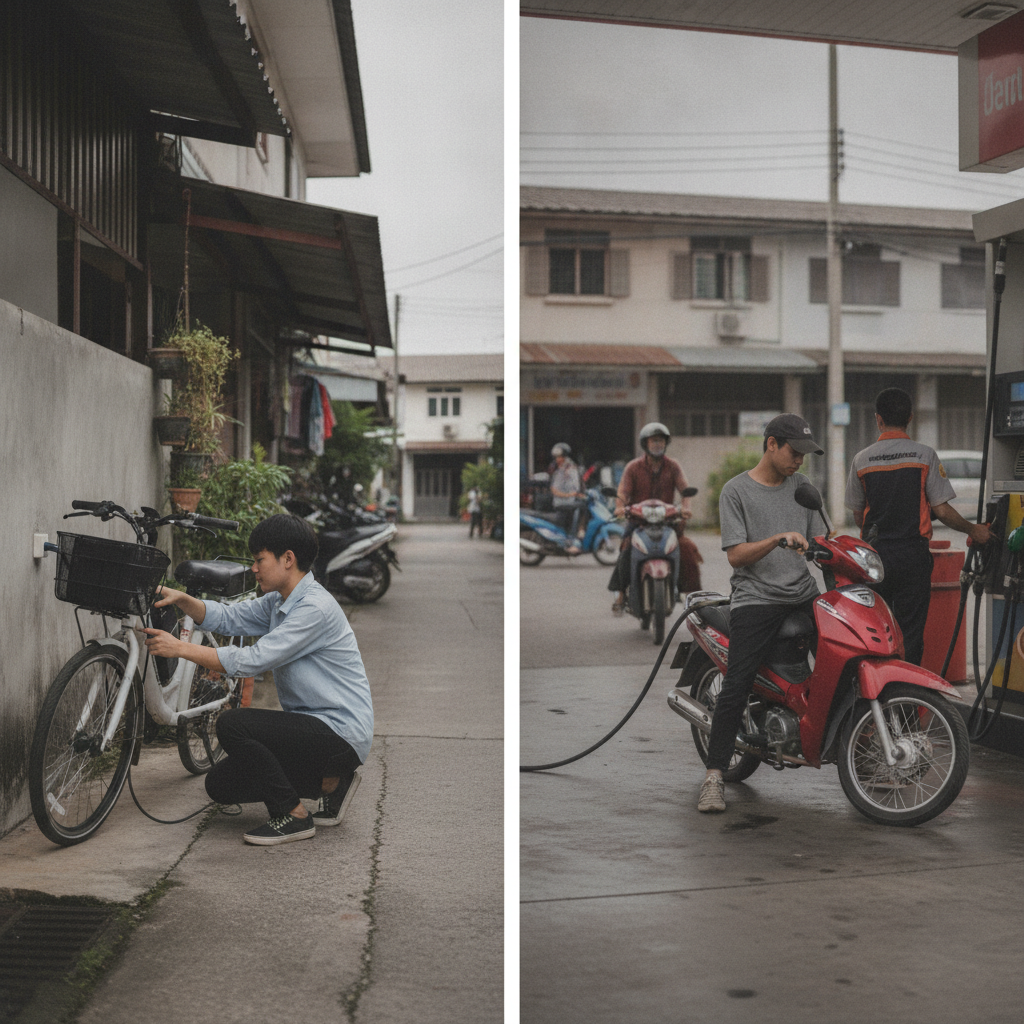เทียบชัดๆ ขี่จักรยานไฟฟ้าประหยัดกว่ามอเตอร์ไซค์กี่บาทต่อเดือน - ebike-versus-motorcycle-cost-comparison