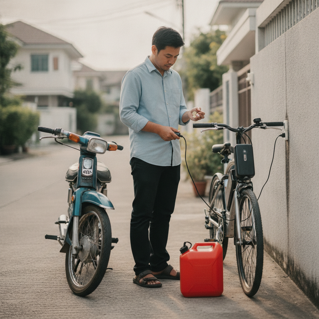 เทียบชัดๆ ขี่ e-Bike 1 ปี ประหยัดค่าน้ำมันได้กี่บาท - ebike-vs-fuel-cost-savings