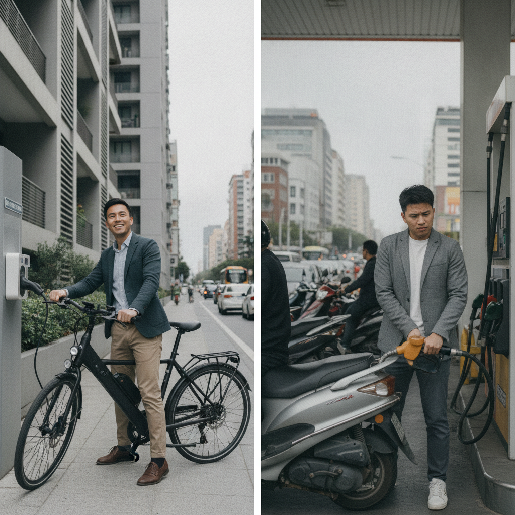 e-Bike เทียบมอเตอร์ไซค์น้ำมัน ประหยัดค่าเดินทางได้กี่บาท? - ebike-vs-gas-motorcycle-cost