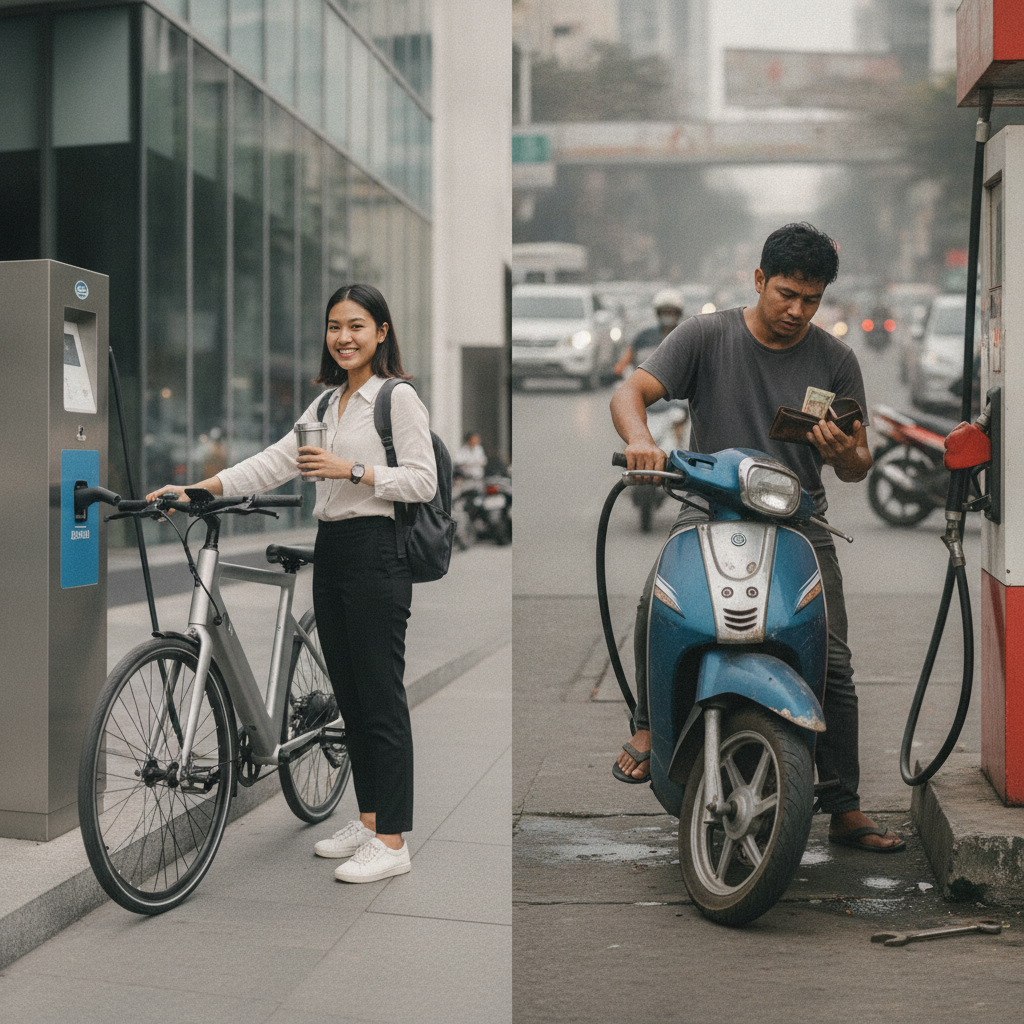 เทียบชัดๆ จักรยานไฟฟ้า vs มอเตอร์ไซค์ ประหยัดปีละกี่บาท - ebike-vs-motorcycle-cost-comparison
