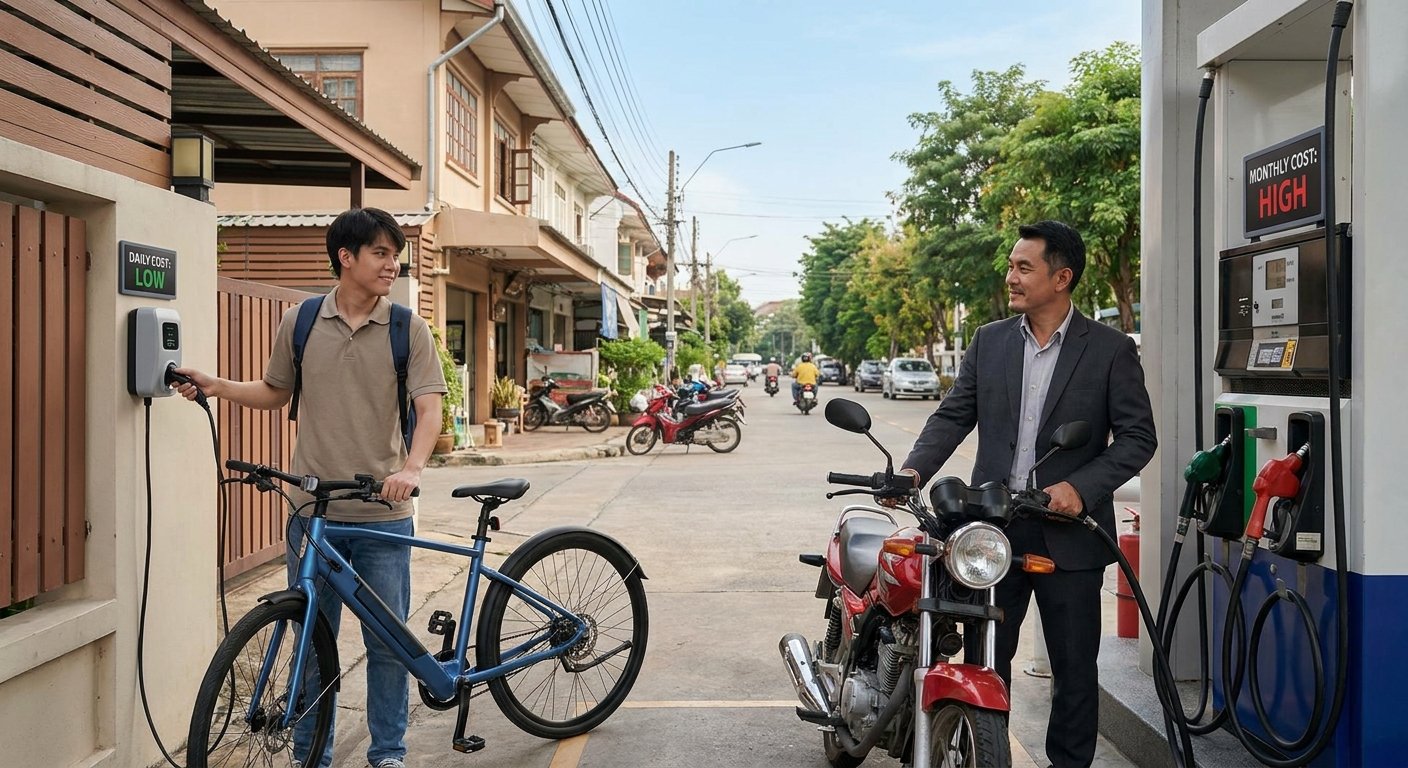 เปรียบเทียบค่าไฟ E-Bike กับค่าน้ำมัน ประหยัดปีละกี่บาท