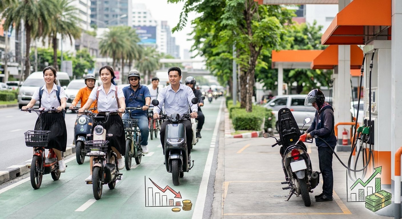 เทียบค่าไฟ e-Bike กับค่าน้ำมัน 1 เดือน ประหยัดได้กี่บาท?