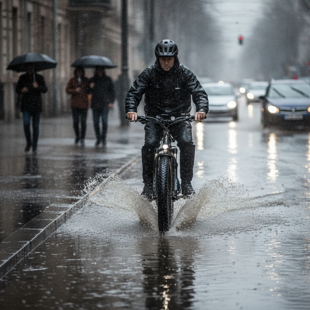 ขี่ e-Bike ลุยฝน ลุยน้ำท่วมได้ไหม? วิธีดูแลไม่ให้มอเตอร์พัง - how-to-ride-ebike-rainy-season
