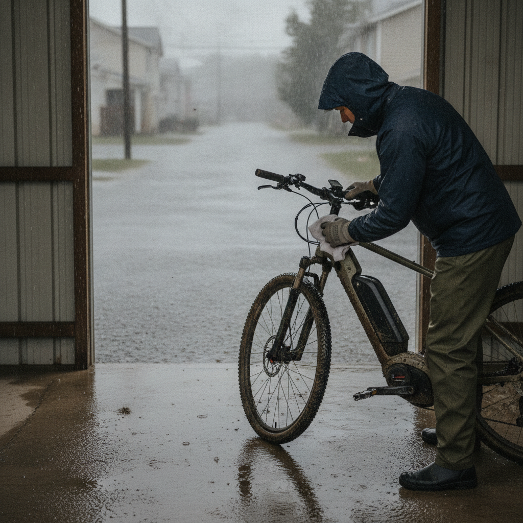 จักรยานไฟฟ้าลุยฝนได้ไหม? วิธีดูแลหลังเปียกน้ำไม่ให้พัง - rainy-season-ebike-waterproof-care