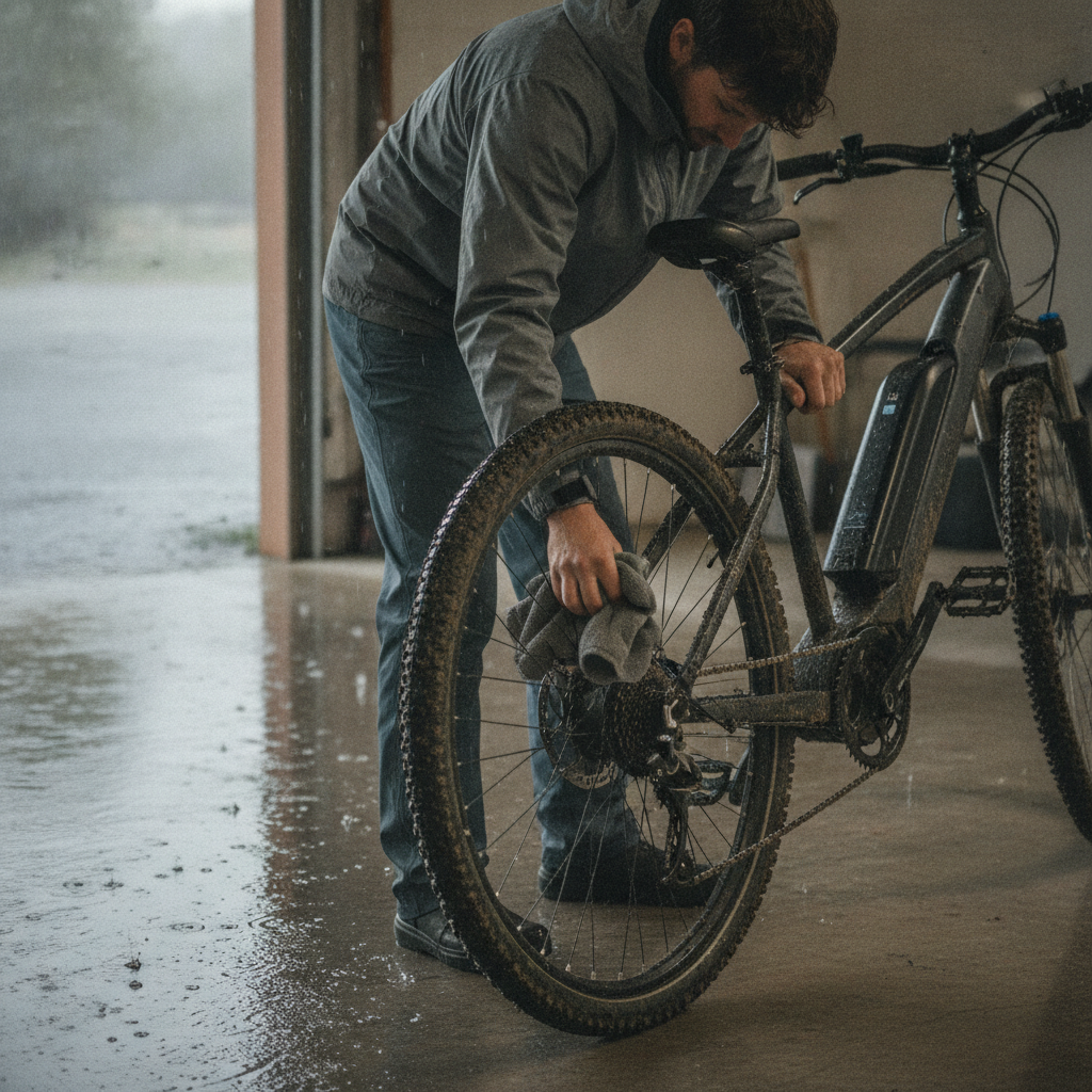 ขี่จักรยานไฟฟ้าลุยฝนได้ไหม? วิธีป้องกันมอเตอร์พัง - ride-ebike-in-rain-maintenance