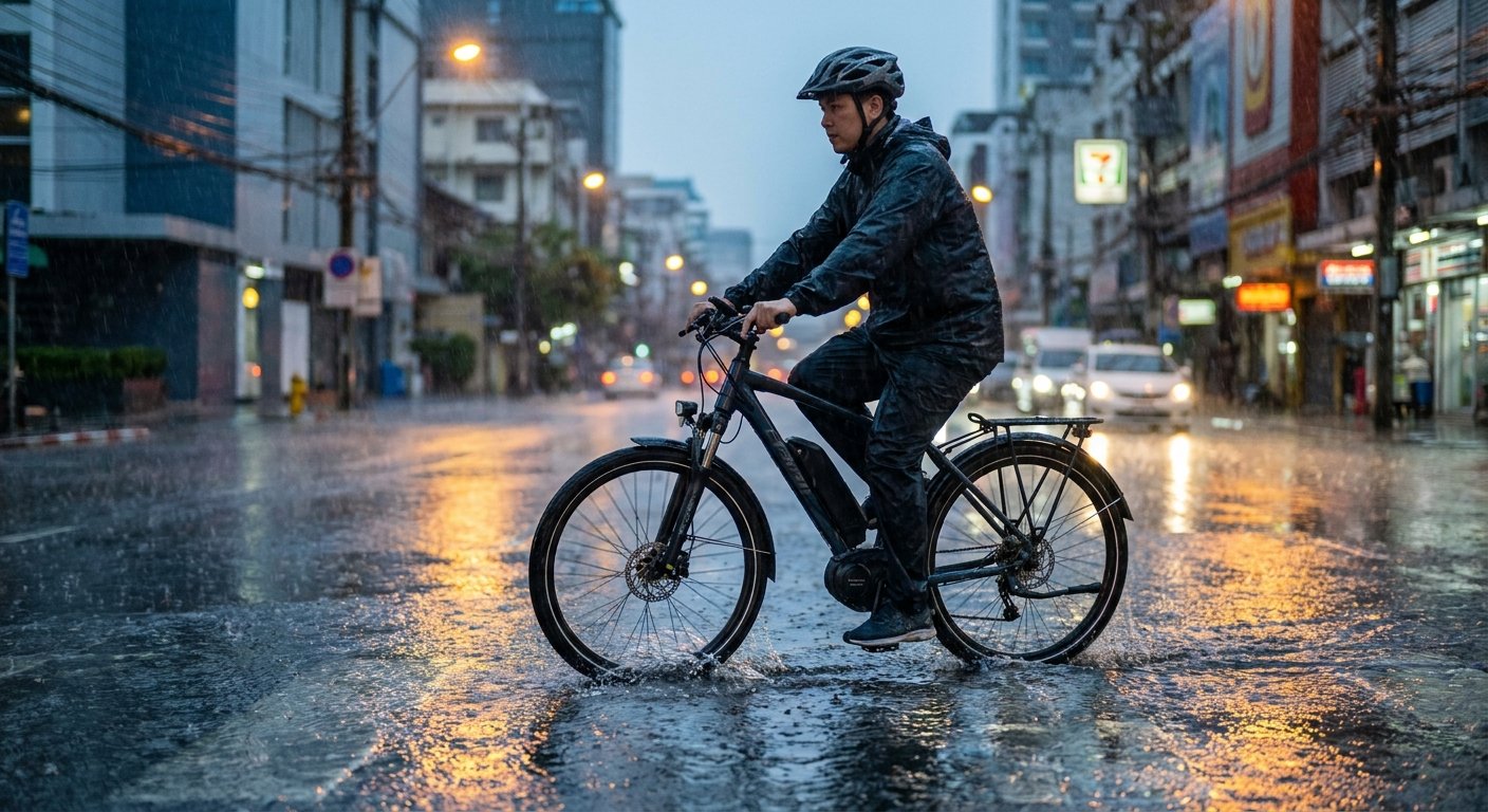 ขี่ e-Bike หน้าฝนลุยน้ำได้ไหม? วิธีดูแลระบบไฟไม่ให้พัง