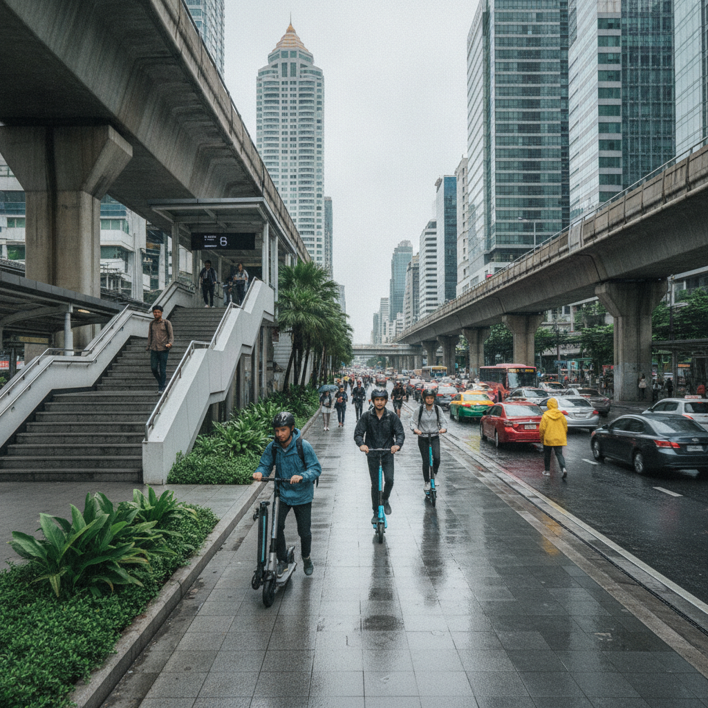 เทรนด์สกู๊ตเตอร์ไฟฟ้าคนเมือง เชื่อมรถไฟฟ้า สัญจรประหยัดเวลา - urban-electric-scooter-commute-trend